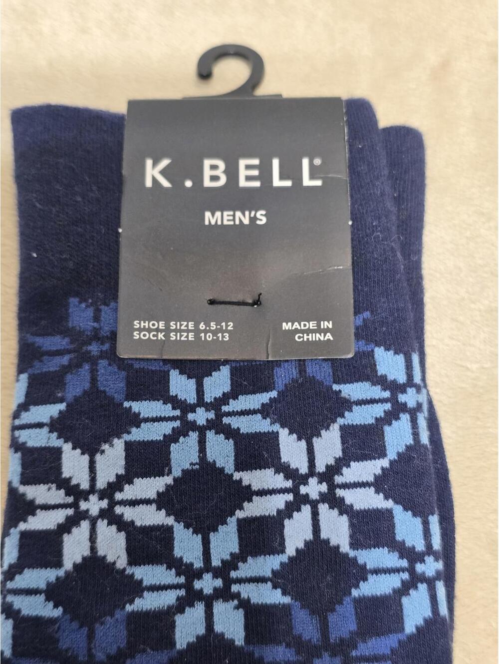 K. Bell Men's Blue Patterned Dress Socks Size 10-13
